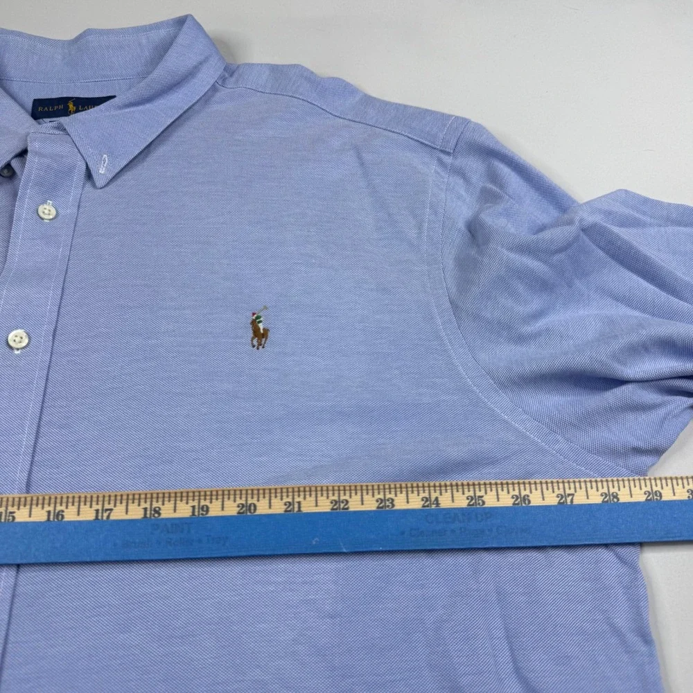 Polo Ralph Lauren Knit Oxford Shirt Mens 3XB Blue Long Sleeve Button Down Flesh